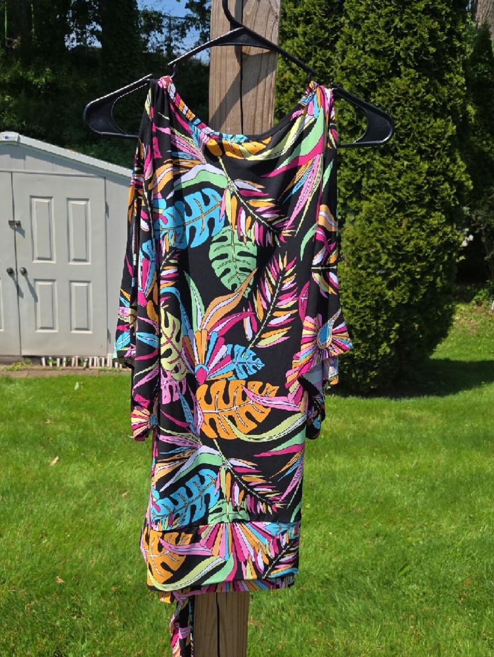 NWT Island Republic Tropical Leaf Print Cold Shoulder Top -